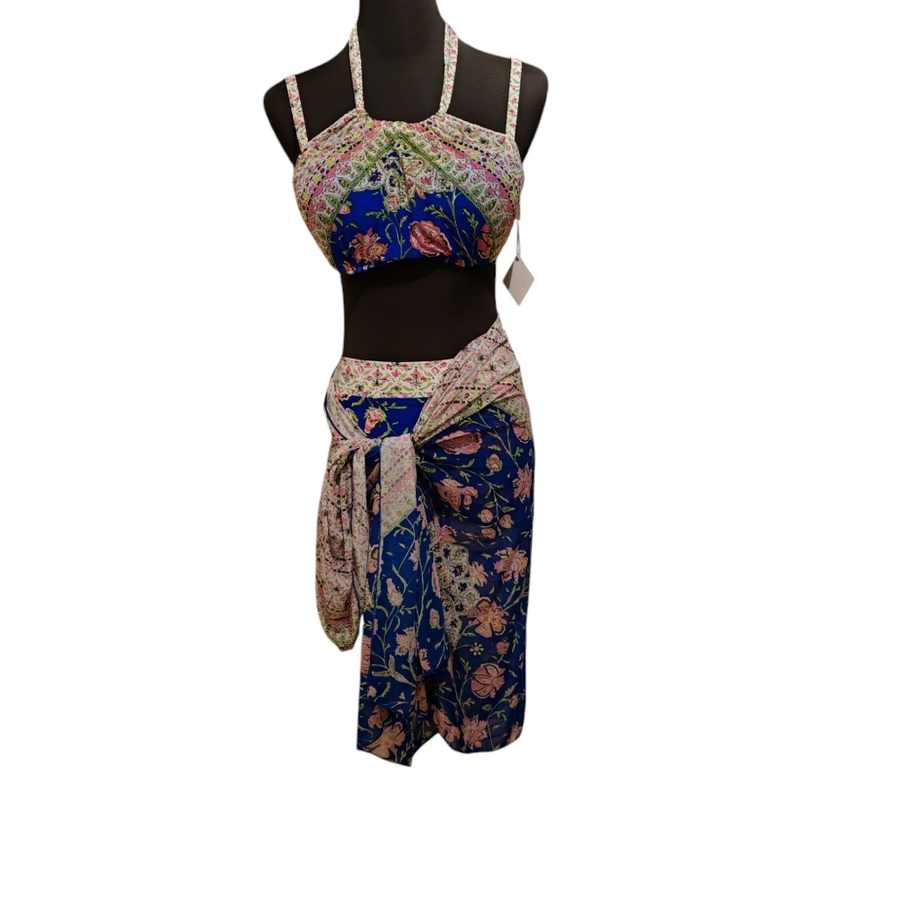 Floral Bathing Suit top, bottoms, and cover-up set